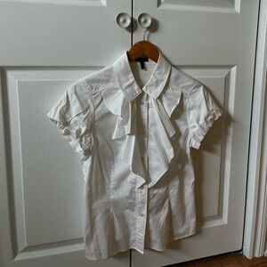 Escada balloon sleeve ruffle blouse